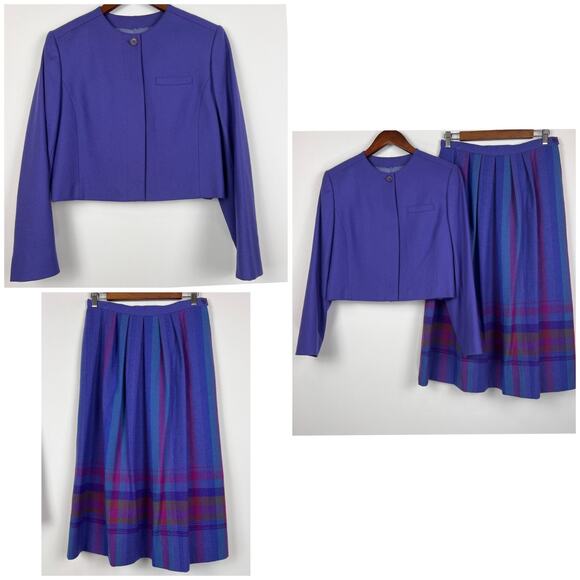 Vintage Pendleton100% Virgin Wool Skirt Suit Set12 Women purple 2 piece made usa - Picture 11 of 12